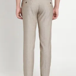 Turtle Brown Slim Fit Dobby Trousers image 2