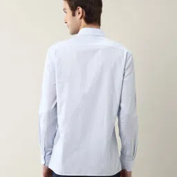 Arrow Blue Cotton Slim Fit Self Pattern Shirt image 2