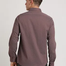 Turtle Brown Cotton Slim Fit Printed Shirt image 2