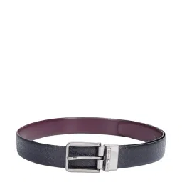 United Colors of Benetton Griswold Black & Wine Leather Textured Reversible Belt image 2