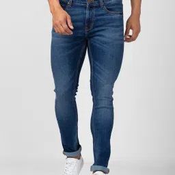 Spykar Mid Blue Cotton Super Slim Fit Jeans image 1