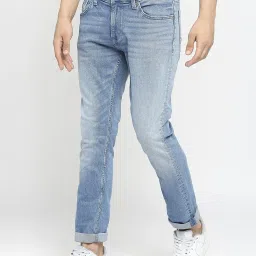 Spykar Light Blue Cotton Regular Fit Jeans image 3