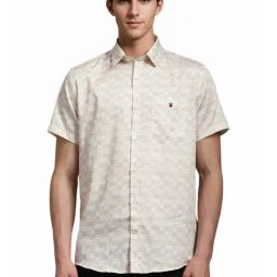 Louis Philippe cream Geometric Shirts-picture-17