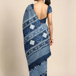 Kalakari India Blue Cotton Printed Saree With Unstitched Blouse image 2
