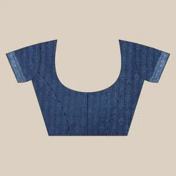 Kalakari India Blue Cotton Printed Saree With Unstitched Blouse image 4