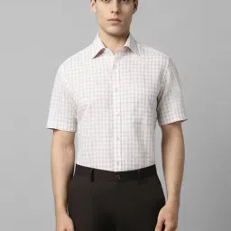Louis Philippe Beige Regular Fit Checks Shirt-image-22