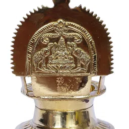 Exotic India Yellow Textured Brass Gajalakshmi Lamp image 4
