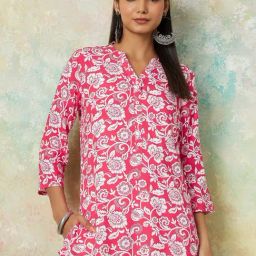 Melange by Lifestyle Pink Printed Straight Kurti-picture-27