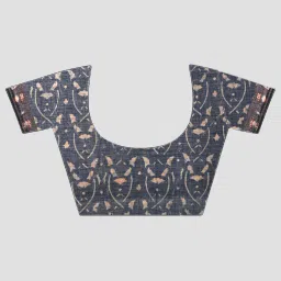 Kalakari India Blue Cotton Printed Saree With Unstitched Blouse image 3