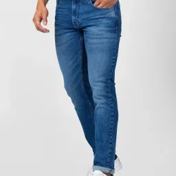 Spykar Mid Blue Cotton Regular Fit Jeans image 3