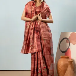 RACHNA Striped Satin Saree image 1