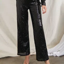 Forever 21 Black Embellished Shirt With Pants image 4