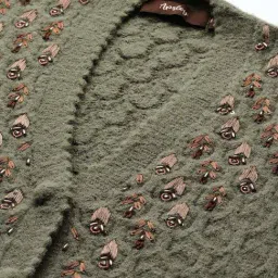 Apsley Olive Regular Fit Embroidered Cardigan image 4