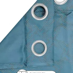 Bianca ANTELLIA GLITTER Teal Blue Polyester 9 Ft. Long Door Curtain - Set of 2 image 3