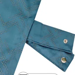 Bianca ANTELLIA GLITTER Teal Blue Polyester 9 Ft. Long Door Curtain - Set of 2 image 2