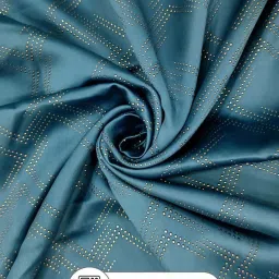 Bianca ANTELLIA GLITTER Teal Blue Polyester 9 Ft. Long Door Curtain - Set of 2 image 5