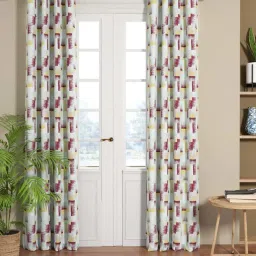 Bianca EL`PESSO Grey & Maroon Faux Silk 7 Ft. Door Curtain - Set of 2 image 1