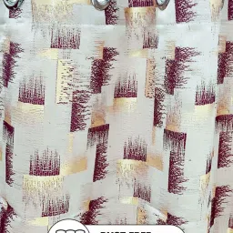 Bianca EL`PESSO Grey & Maroon Faux Silk 7 Ft. Door Curtain - Set of 2 image 4