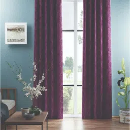 Bianca D`ROMANIO Purple Faux Silk 9 Ft. Long Door Curtain - Set of 2 image 1