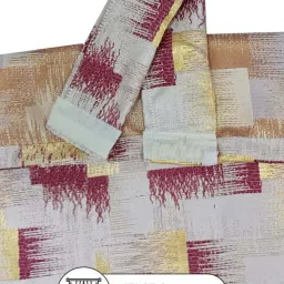 Bianca EL`PESSO Grey & Maroon Faux Silk 7 Ft. Door Curtain - Set of 2 image 2