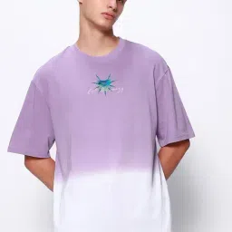 Bewakoof Lavender Cotton Oversized Fit Printed T-Shirt-image-5