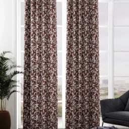 Bianca VILLA C`ESTA Brown Faux Silk 7 Ft. Door Curtain - Set of 2 image 1