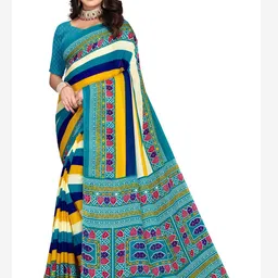 KANOODA Striped Ikkat Pure Georgette Saree-picture-34