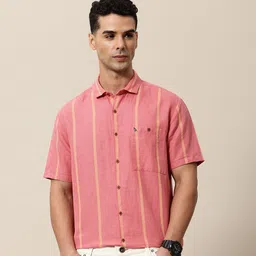 Mr Bowerbird Liberal Fit Linen Cotton Opaque Striped Casual Shirt-picture-46
