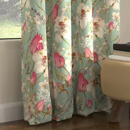 URBAN SPACE Green Pack of 2 Floral Printed Digital Nova Sage Black Out Window Curtains image 5