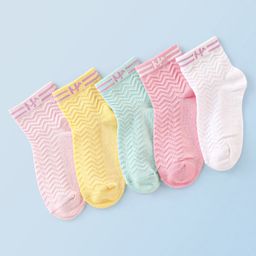 Honeyhap Premium Cotton Bamboo Ankle Length Non Terry Solid Socks Pack of 5 - Multicolor-picture-18
