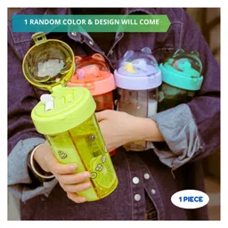 Puchku Double Side Sipper Bottle with two side straw - (Pack of 1, Random color)-picture-14