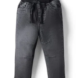 Babyhug Cotton Denim Full Length Solid Colour Jeans With Stretch - Black-picture-27