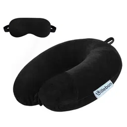 Billebon Premium Neck Pillow Black Fibre Filled Travel Pillow with Eye Mask-picture-30