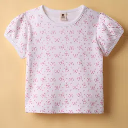 ToffyHouse Interlock Knit Frock & Half Sleeves Inner Tee With Butterfly Print & Embroidery - Lavender & White image 2