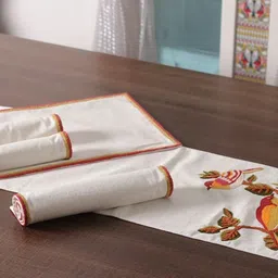 IZAAFA White & Red Embroidered Table Runner image 4