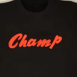 Kiwi Cotton Full Sleeves Champ Embroidered Tee - Black image 4