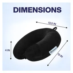 Billebon Premium Neck Pillow Black Fibre Filled Travel Pillow with Eye Mask image 3