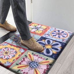 LUXEHOME INTERNATIONAL Blue & Yellow Floral Printed Anti-Skid & Fatigue Doormat-picture-41