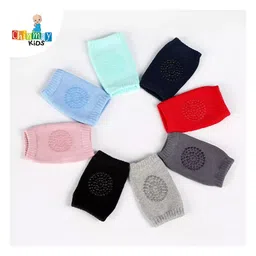 Chinmay Kids Anti-Slip Padded Stretchable Elastic Cotton Soft Comfortable Baby Knee Pads Pack of 3 - Multicolour image 5