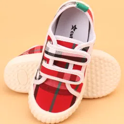 Cute Walk by Babyhug Velcro Closure Checks Casual Shoes - Red image 5