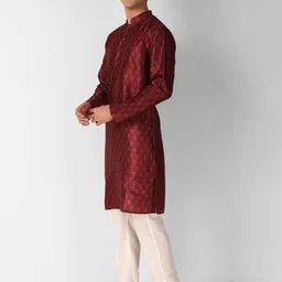 Koshin Men Floral Printed Kurta with Pyjama image 5