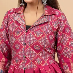 KIDAR Printed Collar Neck Tunic & Trouser Co-Ords Set image 4