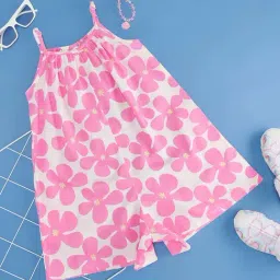 Pantaloons Junior Kids Sachet Pink & White Cotton Floral Print Jumpsuit-image-13