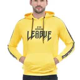 lawman pg3 Lawman Yellow Cotton Regular Fit Printed Hooded Sweatshirts-picture-36