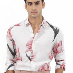 Rare Rabbit White Boxy Fit Floral Shirt-picture-5