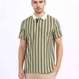 Iconic Mens Olive Textured Polo Collar T-Shirt-picture-15
