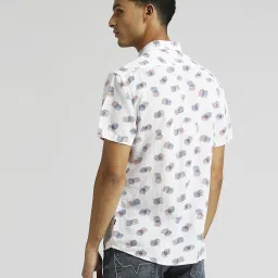 Pepe Jeans White Linen Regular Fit Printed Shirt image 2