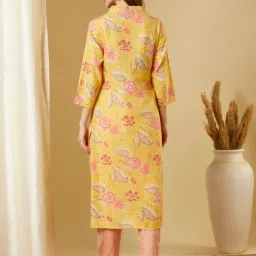 Fashor Yellow Cotton Printed Kurta image 2