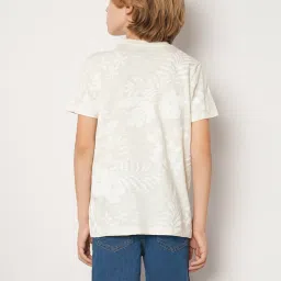 Jack & Jones Junior Off White Self Design T-Shirt image 2