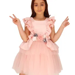 Cutecumber Kids Peach Applique Dress image 2